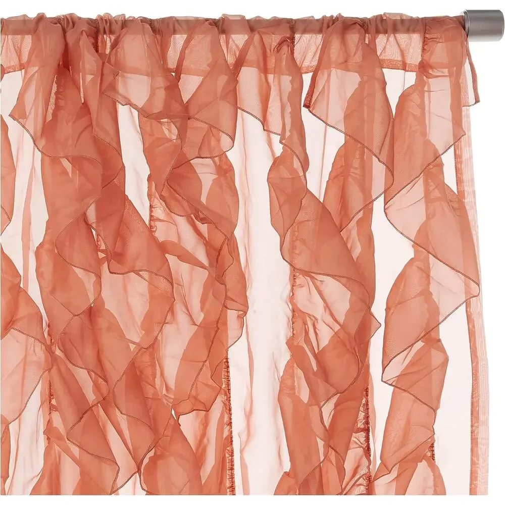 Sweet Home Collection Sheer Voile Ruffled Curtain Panel 50